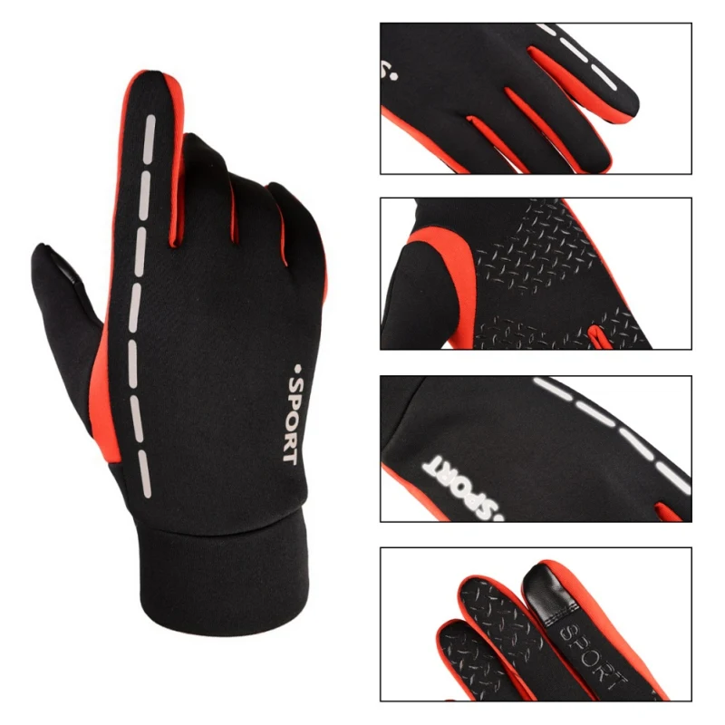Ветрозащитные велосипедные перчатки зимние теплые флисовые с сенсорным экраном