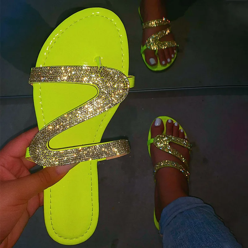 

MCCKLE Women Summer Flat Bling Slippers Transparent Jelly Shoes Female Flip Flops Sandals Outdoor Beach Shoes Ladies Slides
