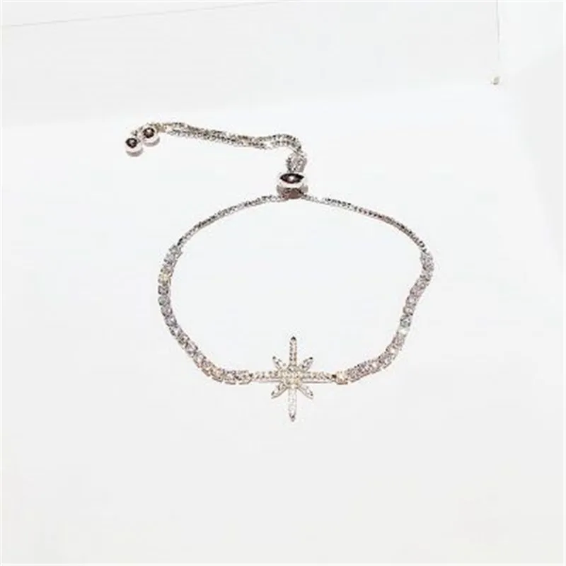 Циркон Звезда золото серебро браслет кристалл восемь звезд Мода Женский творческий браслет модные вечерние для девушек романтические Стразы ювелирные изделия