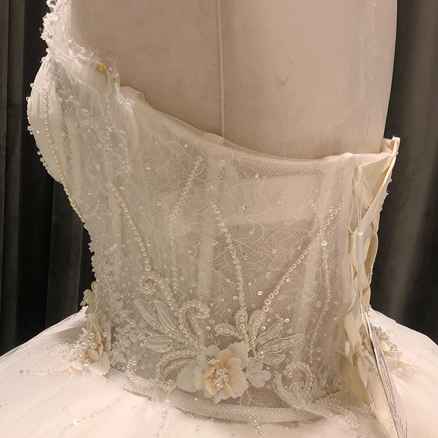 SL-8125 wedding dress ball gown strapless lace long tail church dresses for women bridal wedding gwons 5