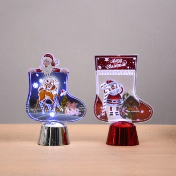 

Christmas Tree Stocking Shaped Light Xmas Color Changed Night Light 3D Kid Room Battery Table Lamp Acrylic LED Night Light New