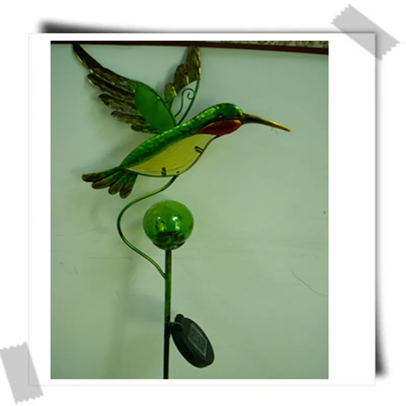 Amazon New Products Solar Wrought Iron Lamp LED Hummingbird Wrought Iron Lamp Outdoor Garden Hummingbird Chandeliers Light Contr