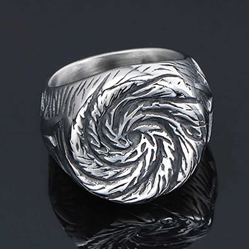 Anello con motivo a spirale unico per uomo e donna Anello da motociclista punk semplice in acciaio inossidabile Anello unisex di nuova moda Miglior regalo per la festa - immagine 3