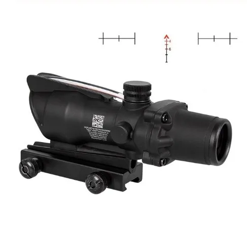 Прицел ACOG 4X32 настоящий волоконный оптика красный освещенный точечный элемент шеврон стекло травление сетка тактический оптический прицел - Цвет: BK-triangle