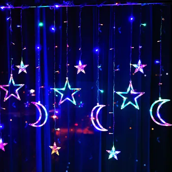 

Five-pointed Star moon LED Strip Light Lamp Curtain Waterproof lights for room Christmas wedding fairy luces Garden Decoration