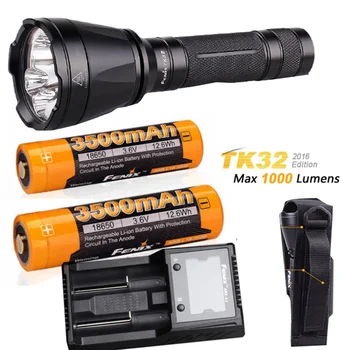 

Fenix TK32 2016 CREE LED 1000 Lumen built in Red, Green Lights and dual tail switch tactical Flashlight with 2 x battery charge