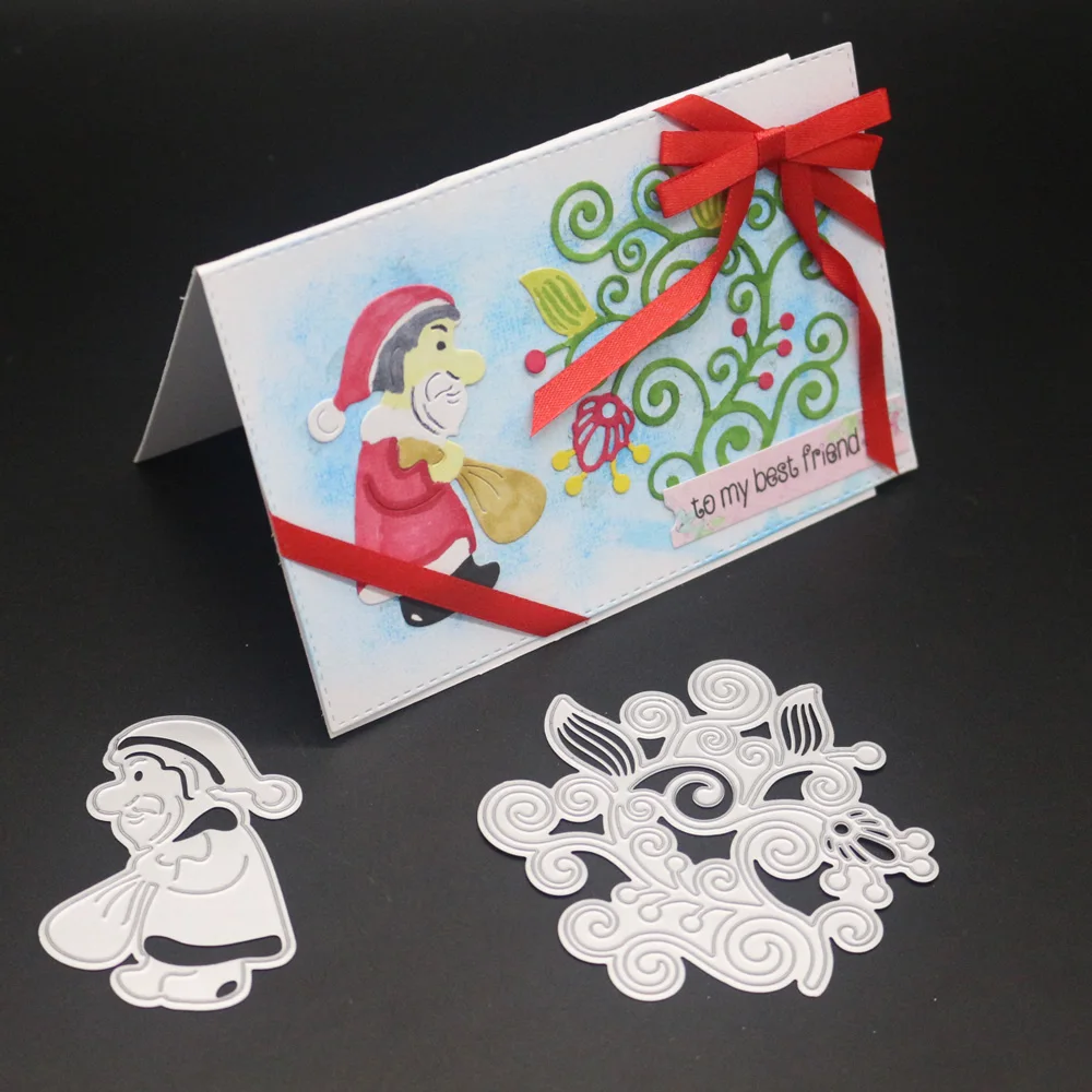 Металлические Вырубные штампы в виде цветка винограда рамка Санта Клауса