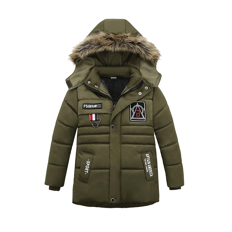 Высококачественная зимняя куртка для мальчиков, пальто детская хлопковая куртка с капюшоном детская одежда теплое Стеганое пальто утепленная верхняя одежда для маленьких мальчиков