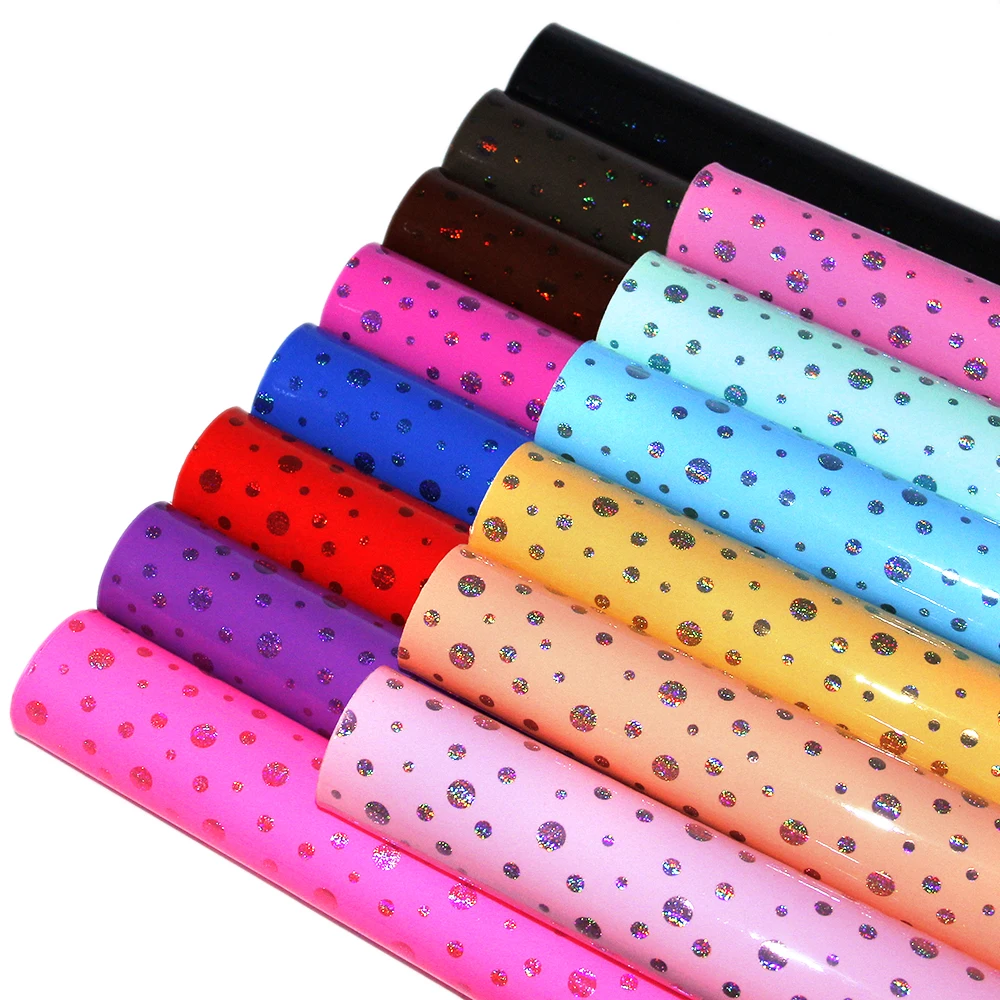 

New 20*34cm Christmas Laser Dot Smooth Texture Artificial Synthetic Leather For Hair Bow DIY Projects Handbag Shoes,1Yc7700