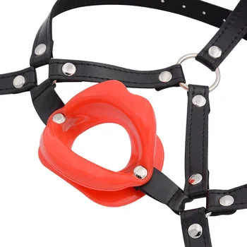Couples Fun Blowjob Mouth Plug Leather Lips O-ring Open Mouth Gag Alternative Bondage Sex toys Slave for Couples Sexy Product 2