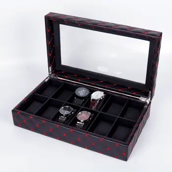 

12 slots luxury fashion men home black color carbon fiber watch box top quality watch storage box for men Watches 0905-05