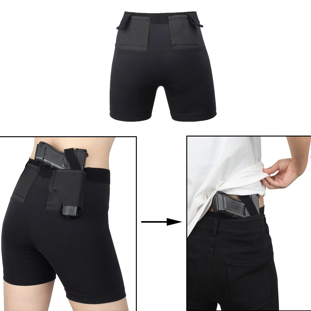

Gun Concealed Short Leggings Tactical Pistol Pants Military Two Holsters with Elastic Slots for Universal Handgun Airsoft Combat