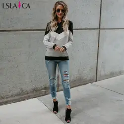Lslaica новая полосатая футболка с вышивкой модный темперамент дикий пуловер элегантная рубашка с длинными рукавами 2019 осень и зима