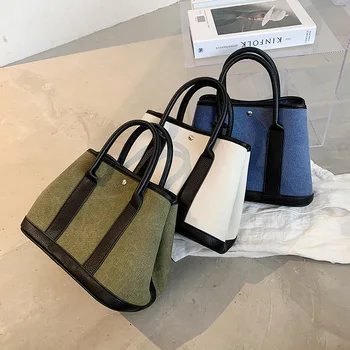 

Women Tote Bag 2020 Fashion Casual Large Capacity All-match Canvas Solid Color Single Shoulder Messenger Female Simple Handbag