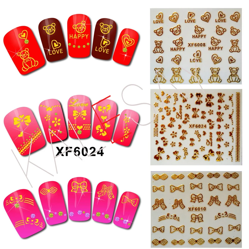 

DIY Gold Nail Stickers Self Adhesive Sticker Flower Brand Design Decal For Nails Logo Sticker Nail Art Decoration Manicure