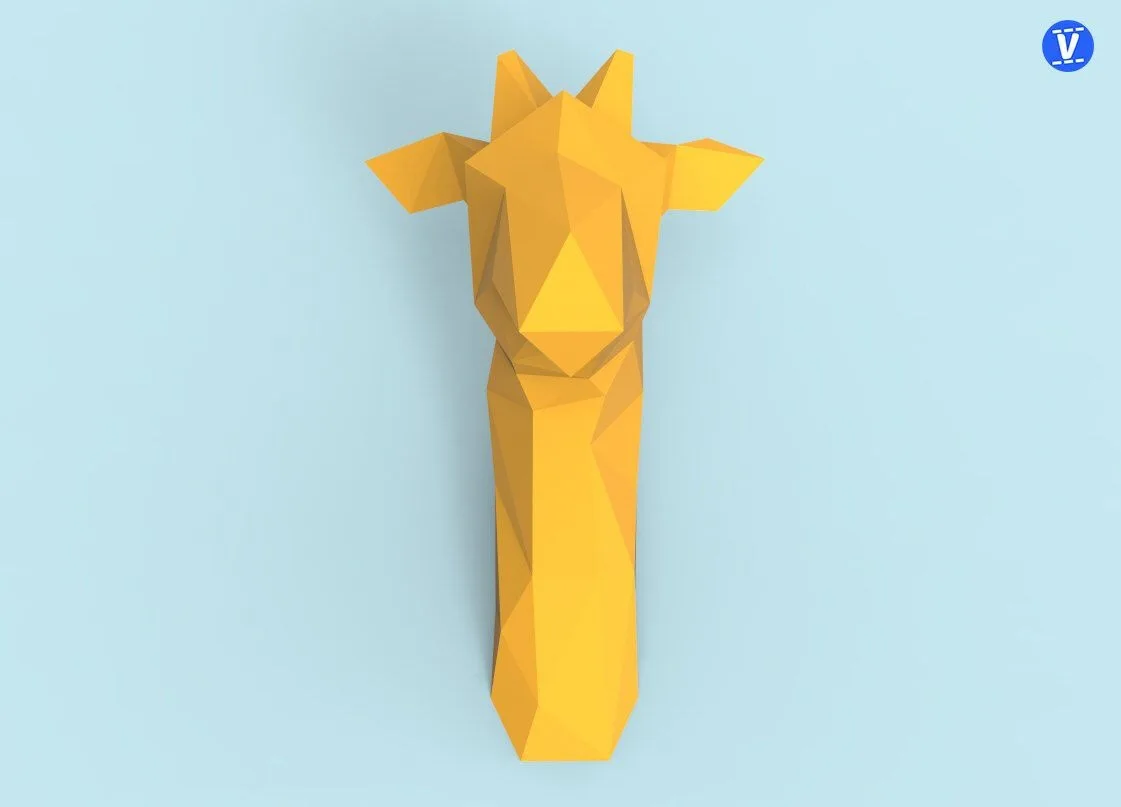 Low Poly 40CM High Giraffe Head 3D Paper Model DIY Handmade Papercraft Sculpture Modern Art Wall Decoration Crafts Home Decor
