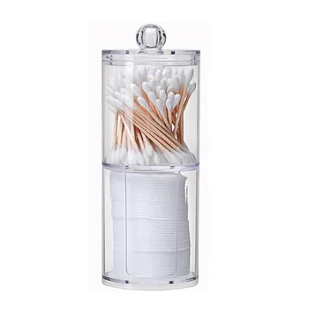 

2 in 1 Acrylic Multifunctional Round Transparent Container Cosmetic Makeup Cotton Pad Organizer Jewelry Storage Box Holder Jars