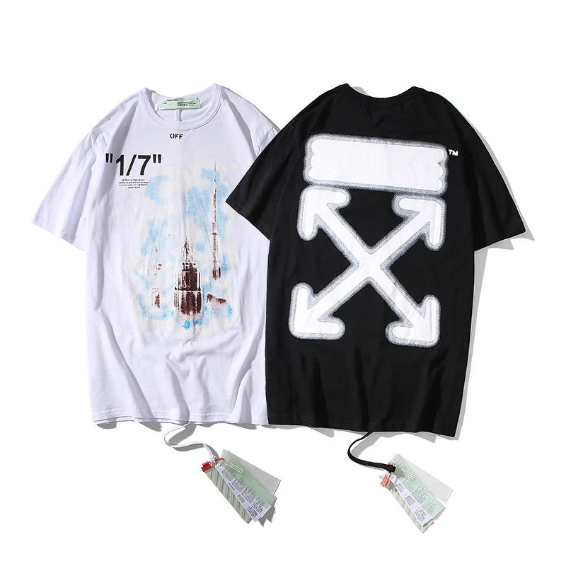 Европейская американская "1/7" Стрела 19ss Off-White OW мужские/женские модные модели для влюбленных хлопковая Повседневная футболка с коротким рукавом и круглым вырезом