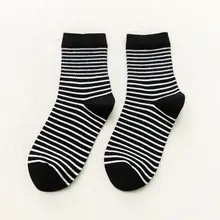 5 пар корейских модных женских носков контрастного цвета с тонкими полосками