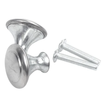 

10 pcs cabinet drawer 2mx22mm metal round pull handles knobs silver tone