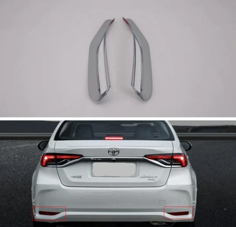 Jandening 2pcs/set Abs Chrome Rear Fog Lights Lamp Cover Frame Trim Emblems For Toyota Corolla