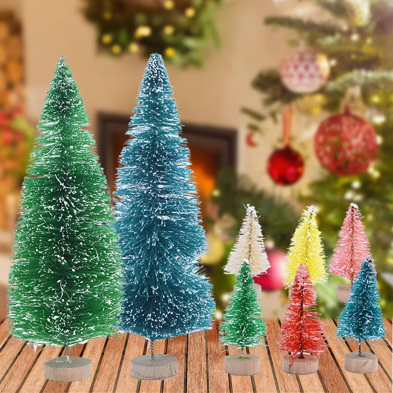 Multicolor Mini Christmas Tree Fake Pine Tree Sisal Silk Cedar Craft For DIY Xmas Ornament New Year Merry Christmas Decoration