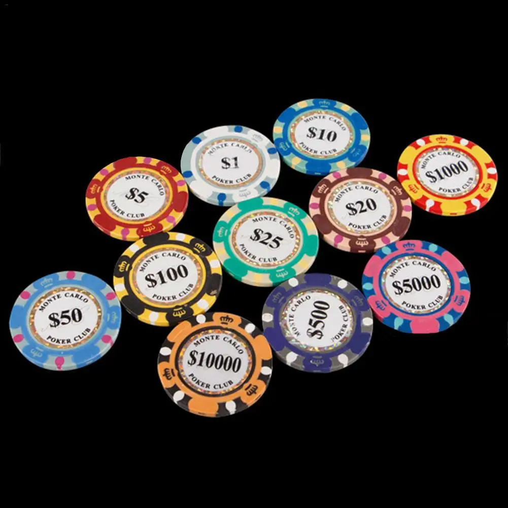 25PCS Poker Gaming Chips Entertainment Dollar Coins 14g Printing for Gaming Tokens Plastic Coins Poker Chips Set