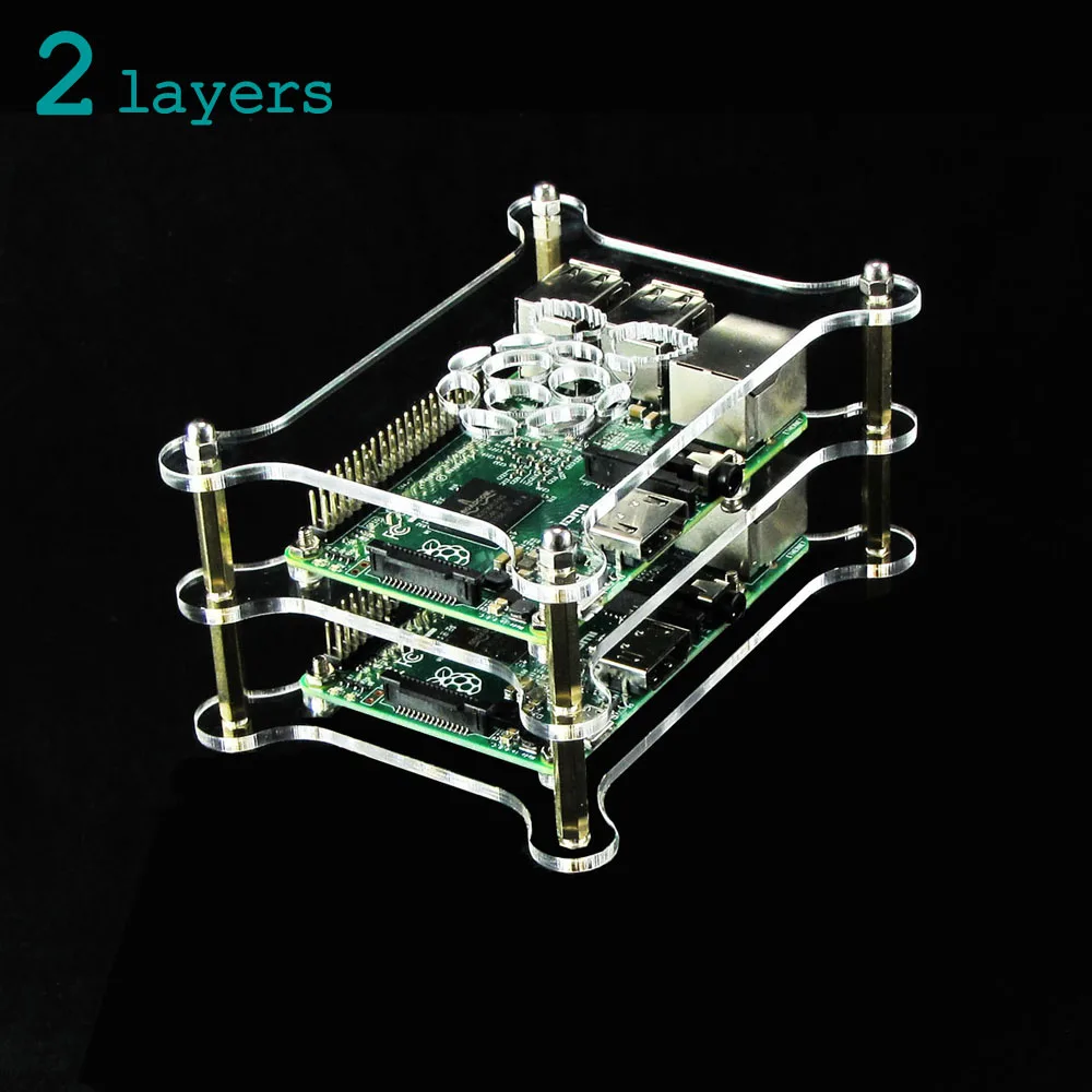 2 layers 2/3/4/5 слои Raspberry PI 4 Чехол Коробка в заказе будет отправлена Модель B с мультислойным акрилом мульти-ломтик система матриц корпус распределительного шкафа крышка корпуса - Цвет: 2 layers