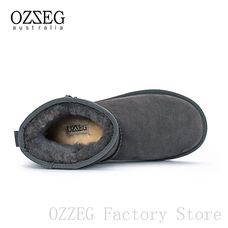 OZZEG роскошная фирменная дизайнерская обувь Для мужчин зимние австралийские овец зимние ботинки на меху из натуральной кожи; обувь, ботинки повседневная обувь мужская