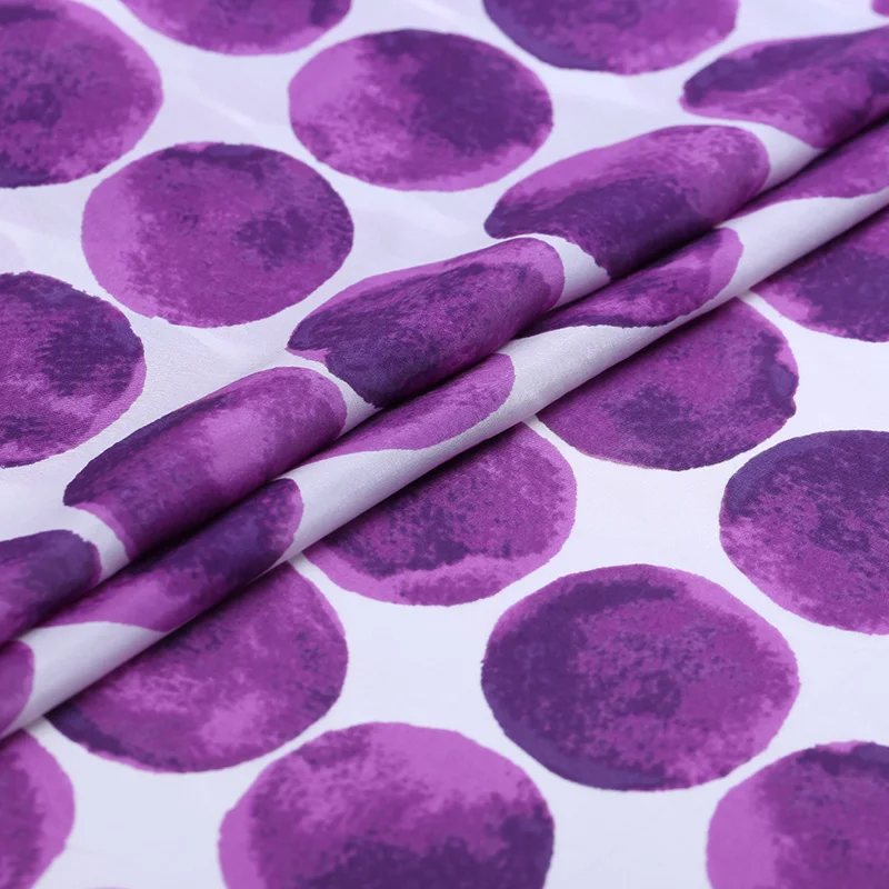 

114CM Wide 12MM Purple Dots Print Thin Silk Chiffon Fabric for Summer Long and Short Dress Shirt Scarf Blouse B237