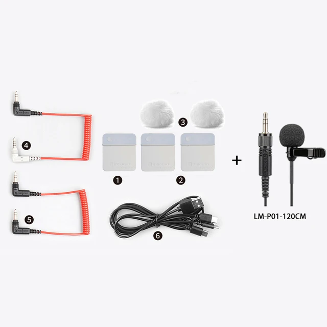 Relacart MI1 MI2 Lavalier Wireless Microphone System Transmitter Kit Vlog Video Recording Studio Mic for DSLR Camera Smartphone 