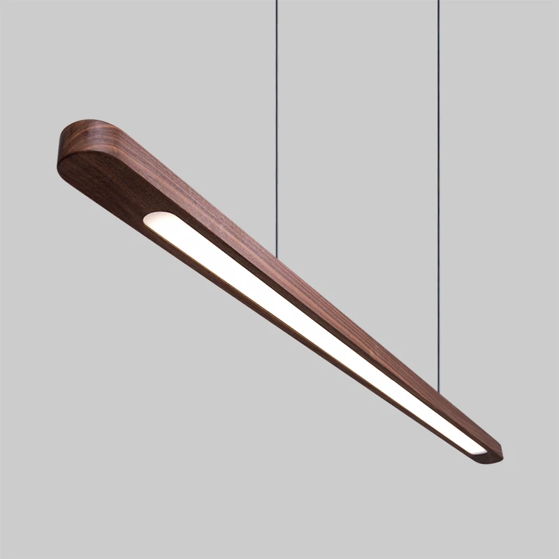 LED 긴 스트립 펜던트 조명, 타원형 천장 램프, 주방 식탁 홈 데코, 나무 펜던트, 천장 샹들리에