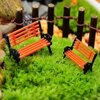 

Mini Fairy Resin Garden Ornament Miniature Park Bench Craft DIY House Bonsai Figurines Landscape Bench Model Yard & Garden Decor