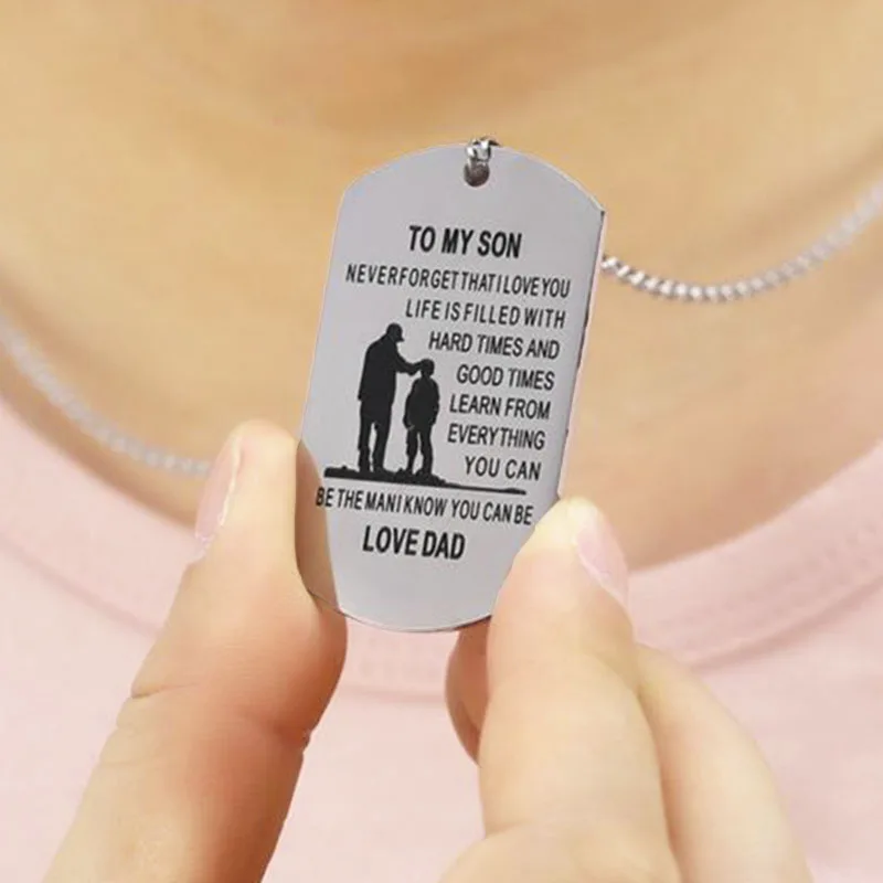

Customize Keepsakes Pendant Necklace For Son Dad Mum Daughter Stainless Steel Fashion Dog Tag Necklace Birthday Anniversary Gift