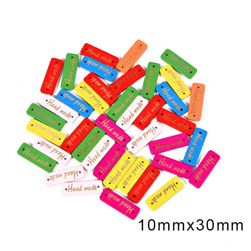 01 Mixed Color 50 шт. этикетка ручной работы деревянные Тэги швейные пуговицы разных цветов с тиснением DIY флаг прямоугольные ярлыки принадлежности для рукоделия аксессуары для одежды - Цвет: 01 Mixed Color