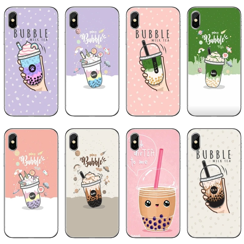 cute bubble milk tea Phone Case For Sony Xperia Z5 C6 L2 XA1 XA2 XZ1 XZ2 compact Premium LG G5 G6 G7 Q6 Q7 Q8 Q9 V30 V20 V10 | Мобильные