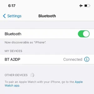 Gama rover bluetooth música notas trabalhando
