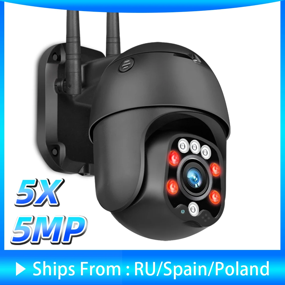 5MP cámara PTZ con Wifi al aire libre 5X Zoom óptico 1080P cámara IP de seguridad CCTV vigilancia de H.265 P2P ONVIF Audio velocidad Domo Cámara