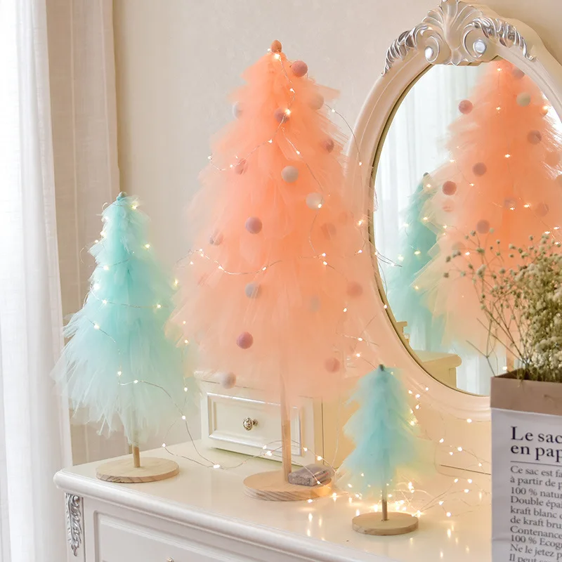

High Quality Girl Heart Christmas Gift Net Red Shake Tiffany Decor INS Wind Mini Pink Christmas Tree Christmas Decoration QW157