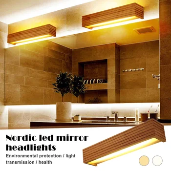 

Wooden LED Light Mirror Front Wall Lamp Vanity Light for Bathroom Bedroom Home JDH88