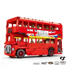 Blocs de construction de Bus à Double étage London, 1663 pièces, avec moteur, Simulation de voiture technique, ensemble de briques, jouets de bricolage pour enfants, cadeaux