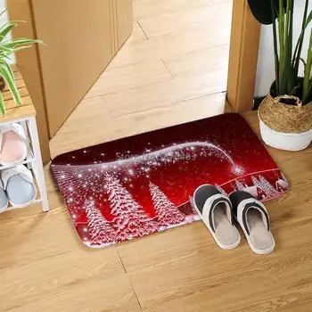 

Christmas Santa Claus Anti-slip Kitchen Dinning Room Floor Mat Flannel Carpet Rug Xmas Home Decoration Floor Rug