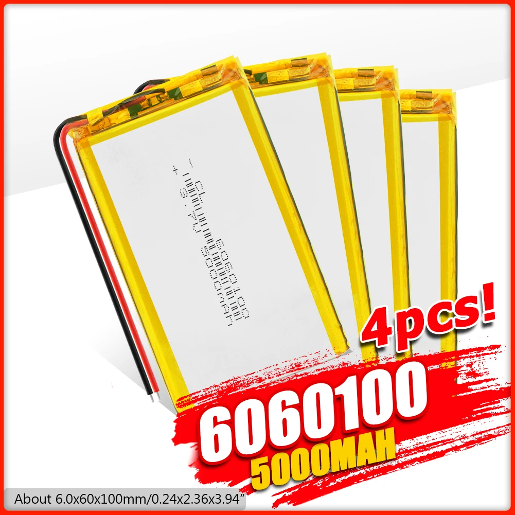 1/2/4x Li Po литий ионных батарей полимерный Батарея 3 7 V ионный Перезаряжаемые 6060100