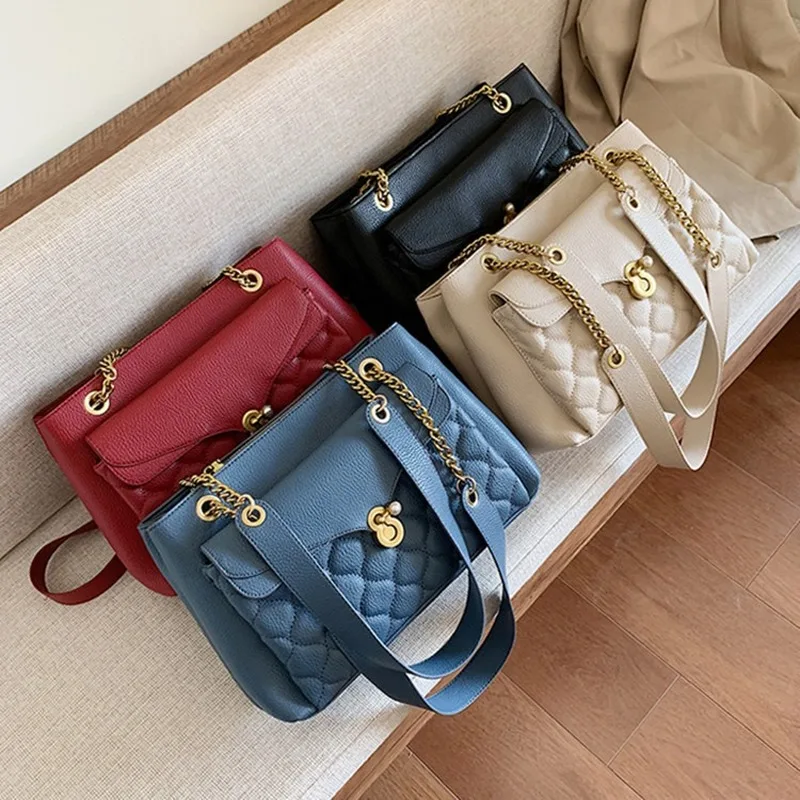 

Women Handbag 2019 Autumn and Winter New Luxury Designer Shoulder Bag Plaid Chain Fashion Large Capacity Ladies Crossbody Bag