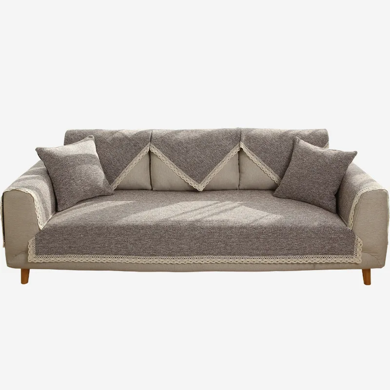 

Cotton Linen Coarse Cloth Anti-slip Sofa Towel Cover Four Seasons Universal Solid Color Cotton Thread Weaving Sofa Cushion Case