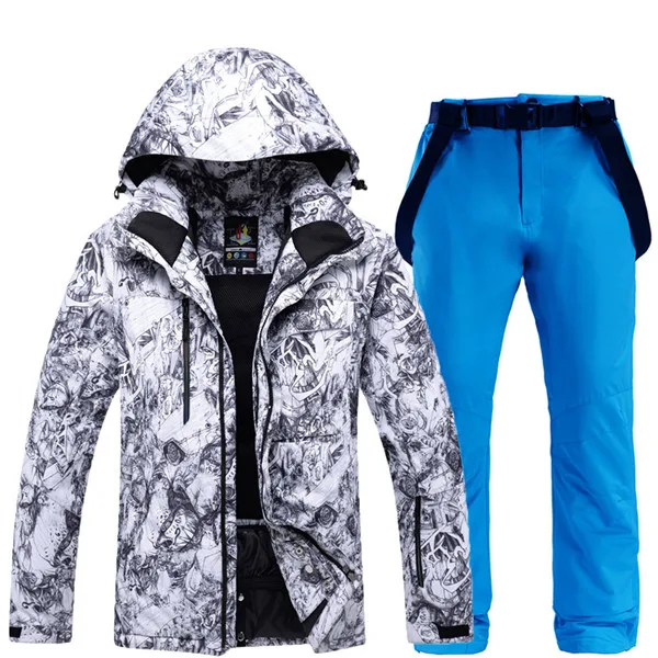 Зимний мужской термальный мужской лыжный костюм ветрозащитный водонепроницаемый лыжный и Сноубординг наборы куртка брюки костюм Снежный костюм - Цвет: 4