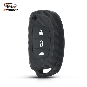 

Dandkey 10pcs 3 Buttons Flip Carbon Silicone Key Case For Hyundai Tucson Sonata Ix35 Ix25 I20 Creta Santa Fe GLS Elantra Reina