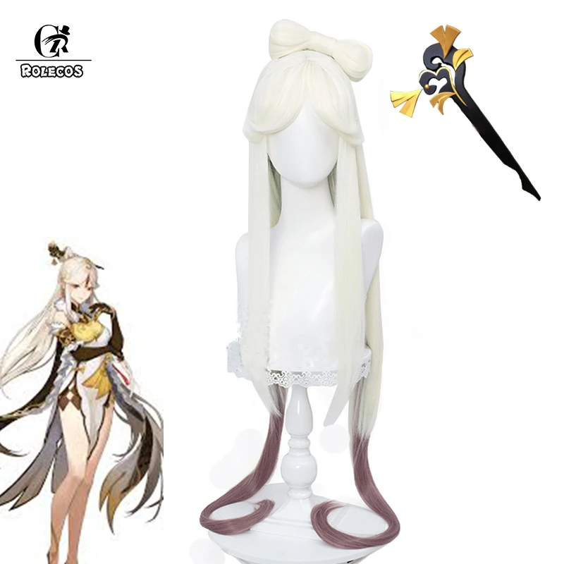 Rolecos Game Genshin Impact Wigs Cosplay Ningguang Long Wigs Cosplay Accessories Heat Resistant Synthetic Hairs For Costume Aliexpress
