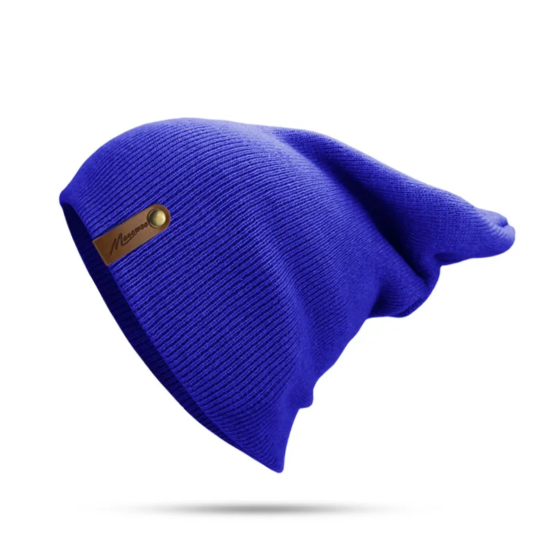 Модные женские и мужские зимние вязаные шапки Skuilles Beanies, уличные теплые однотонные шапки унисекс на осень и весну, фирменная шапка - Цвет: I