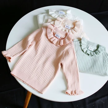 

Baby Girl Long Sleeve Black Fungus Lace Knitted Sweater New 2020 Autumn Winter Boys Girls Sweaters For Baby Girls Kids Sweaters